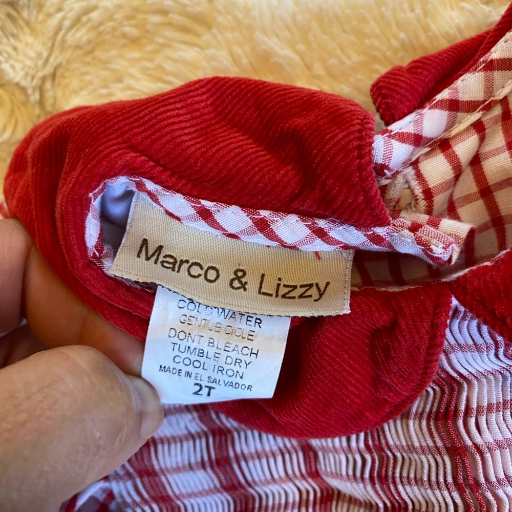 Red and White Checkered Kids Casual Dress - Picture 3 of 6